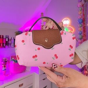 Pink Cherry Print Women's Bag